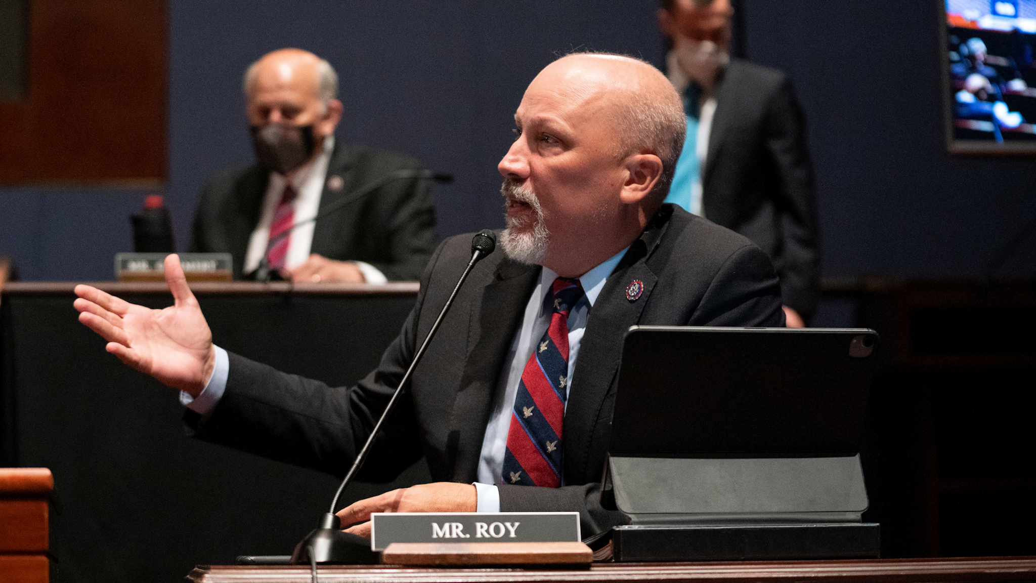 Representative Chip Roy, a Republican from Texas, speaks during a House Judiciary Committee hearing in Washington, D.C., U.S., on Thursday, Oct. 21, 2021.