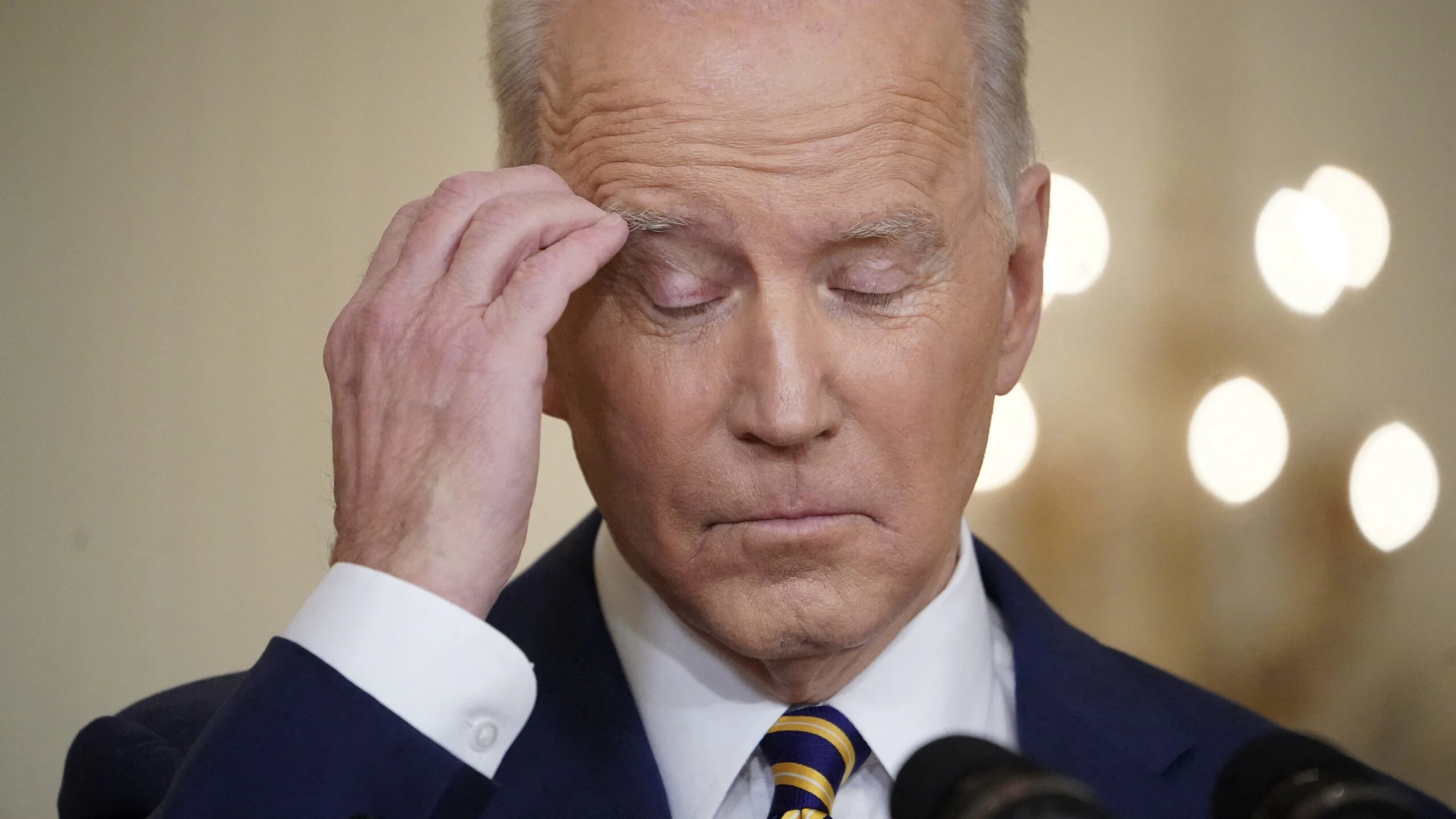 US President Joe Biden gestures during a news conference in the East Room of the White House, on January 19, 2022, in Washington, DC. - President Joe Biden holds a rare press conference Wednesday to kick off his second year in office, hoping to reset the agenda ahead of what could be brutal election reversals for Democrats. (Photo by MANDEL NGAN / AFP) (Photo by MANDEL NGAN/AFP via Getty Images)