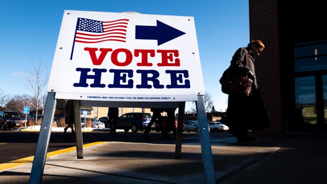 A voter arrives at a polling place on March 3, 2020 in Minneapolis, Minnesota.