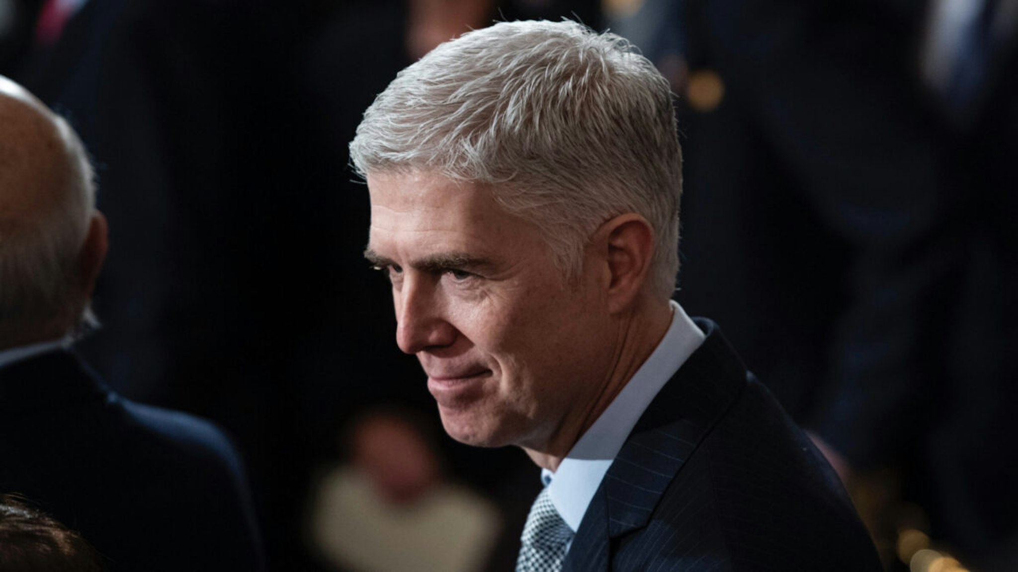 U.S. Supreme Court Associate Justice Neil M. Gorsuch waits for the arrival of former U.S. President George H.W. Bush at the U.S Capitol Rotunda on December 03, 2018 in Washington, DC.