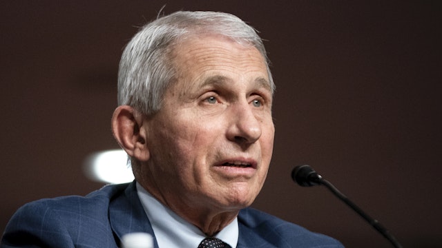 WASHINGTON, DC - JANUARY 11: Dr. Anthony Fauci, White House Chief Medical Advisor and Director of the NIAID, testifies at a Senate Health, Education, Labor, and Pensions Committee hearing on Capitol Hill on January 11, 2022 in Washington, D.C. The committee will hear testimony about the federal response to COVID-19 and new, emerging variants. (Photo by Greg Nash-Pool/Getty Images)