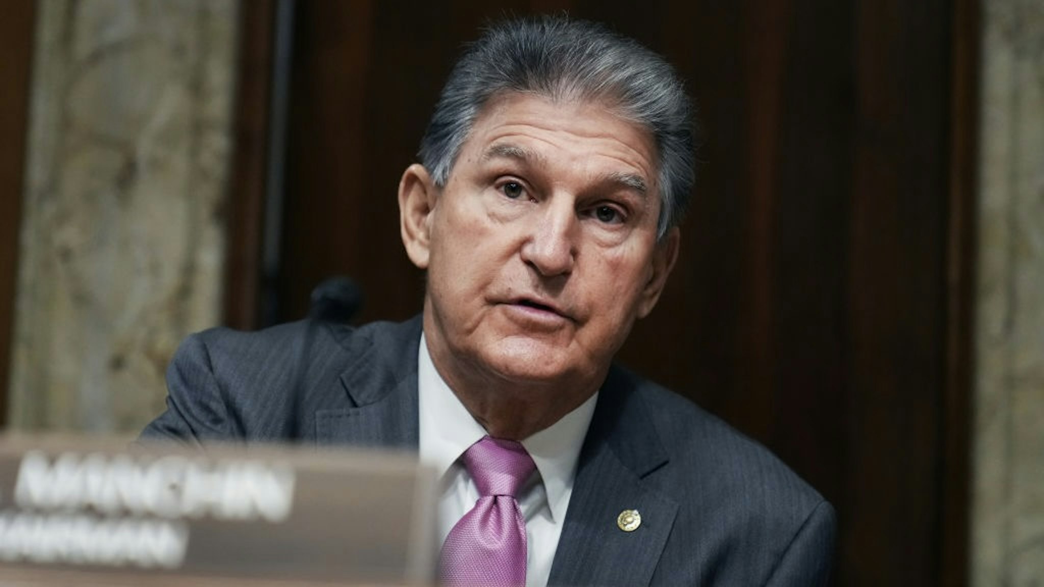 Manchin at Senate Energy and Natural Resources Committee UNITED STATES - NOVEMBER 02: Chairman Joe Manchin, D-W.Va., arrives for a Senate Energy and Natural Resources Committee markup on nominations in Dirksen Building on Tuesday, November 2, 2021. (Photo By Tom Williams/CQ-Roll Call, Inc via Getty Images) Tom Williams / Contributor