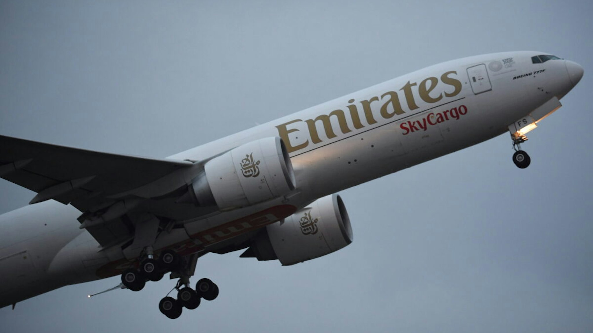 An Emirates Boeing 777 Sky Cargo aircraft takes off at Sydney Kingsford Smith International Airport on September 01, 2021 in Sydney, Australia.
