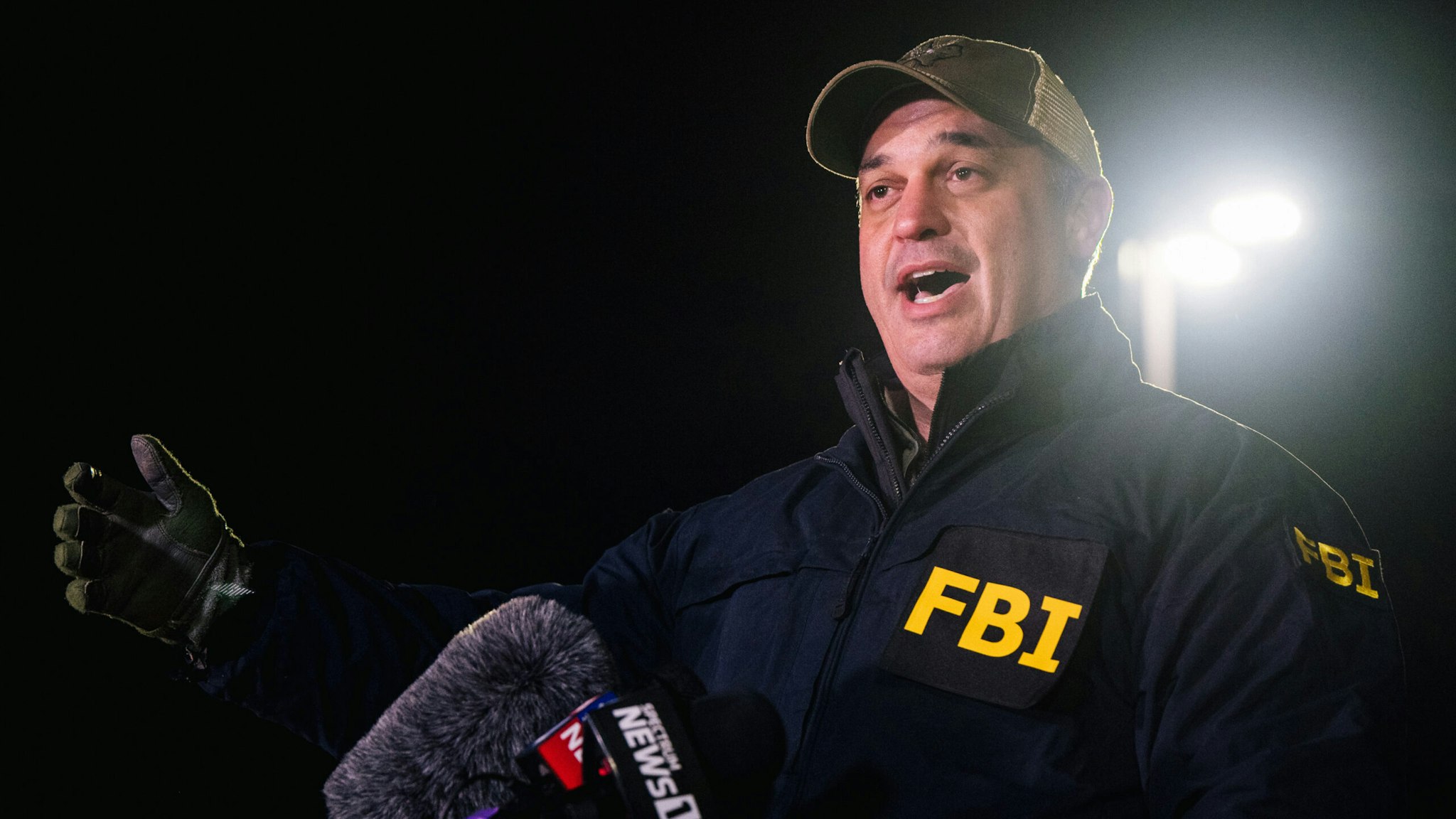 COLLEYVILLE, TEXAS - JANUARY 15: FBI Special Agent In Charge Matthew DeSarno speaks at a news conference near the Congregation Beth Israel synagogue on January 15, 2022 in Colleyville, Texas. All four people who were held hostage at the Congregation Beth Israel synagogue have been safely released after more than 10 hours of being held captive by a gunman. Earlier this morning, police responded to a hostage situation after reports of a man with a gun was holding people captive.