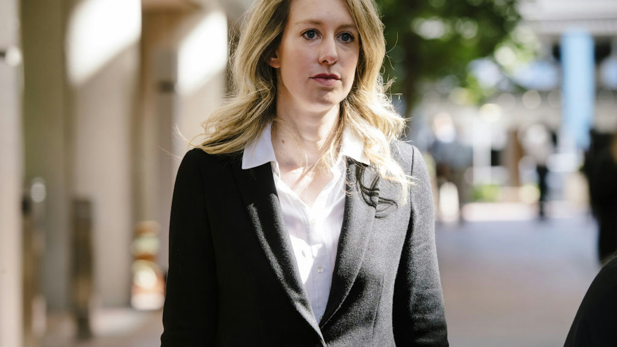 Elizabeth Holmes, founder and former chief executive officer of Theranos Inc., leaves federal court in San Jose, California, U.S., on Wednesday, Oct. 2, 2019.
