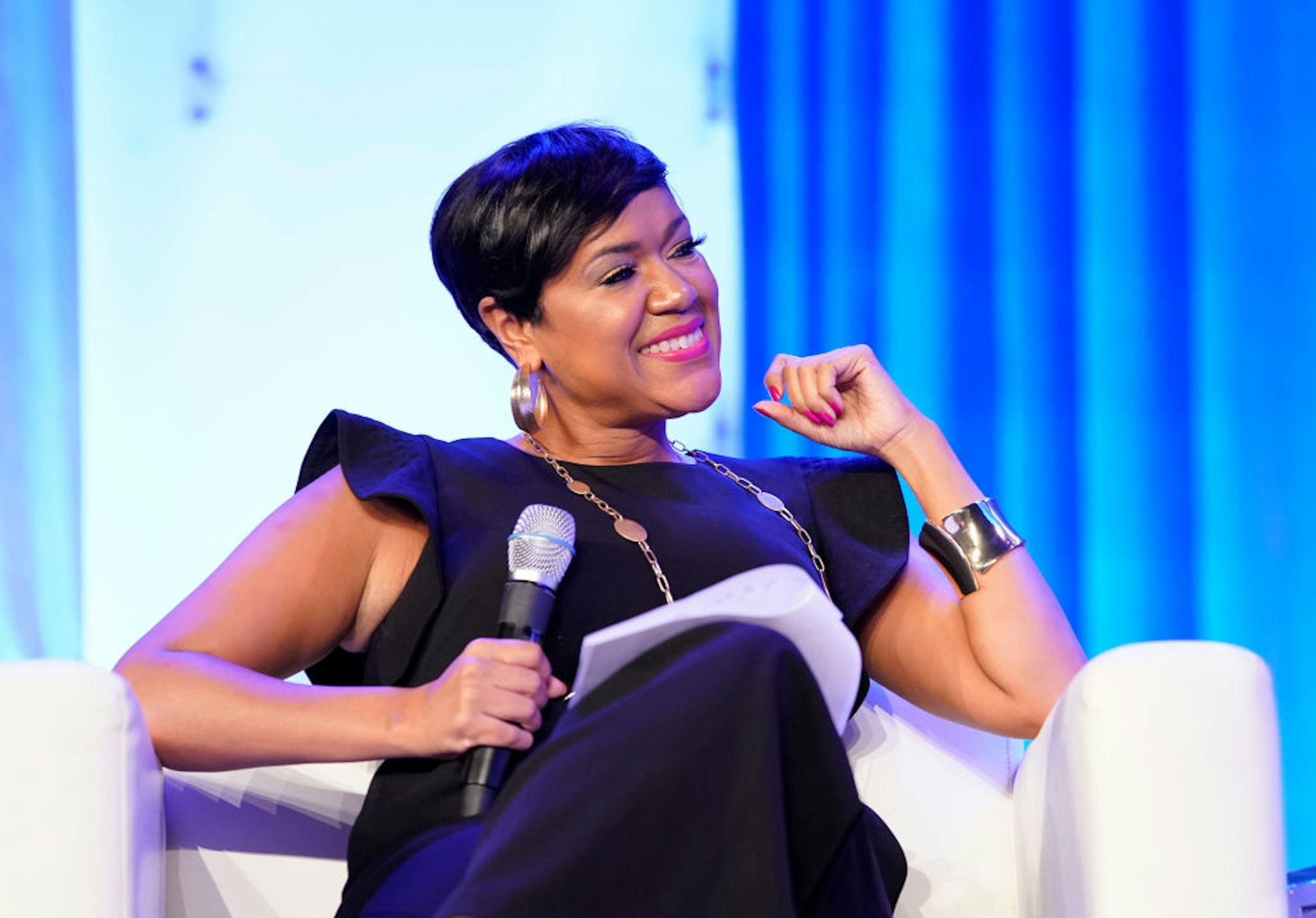 AUSTIN, TEXAS - OCTOBER 24: Tiffany D. Cross of The Beat DC speaks on stage during Texas Conference For Women 2019 at Austin Convention Center on October 24, 2019 in Austin, Texas. (Photo by Marla Aufmuth/Getty Images for Texas Conference for Women 2019)