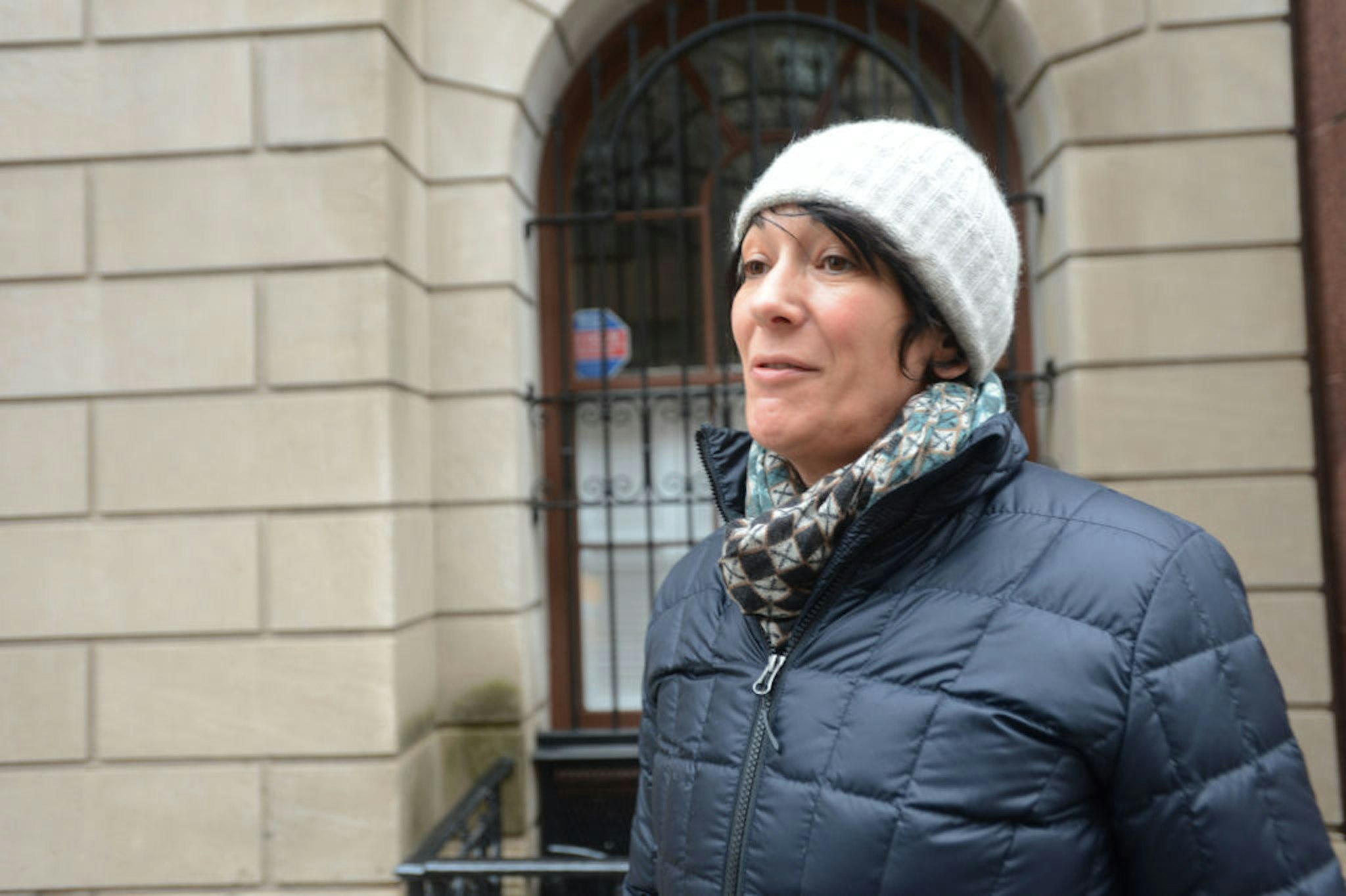 Ghislaine Maxwell, after walking out the side door of her East 65th Street townhouse in Manhattan on Sunday, January 4, 2015.