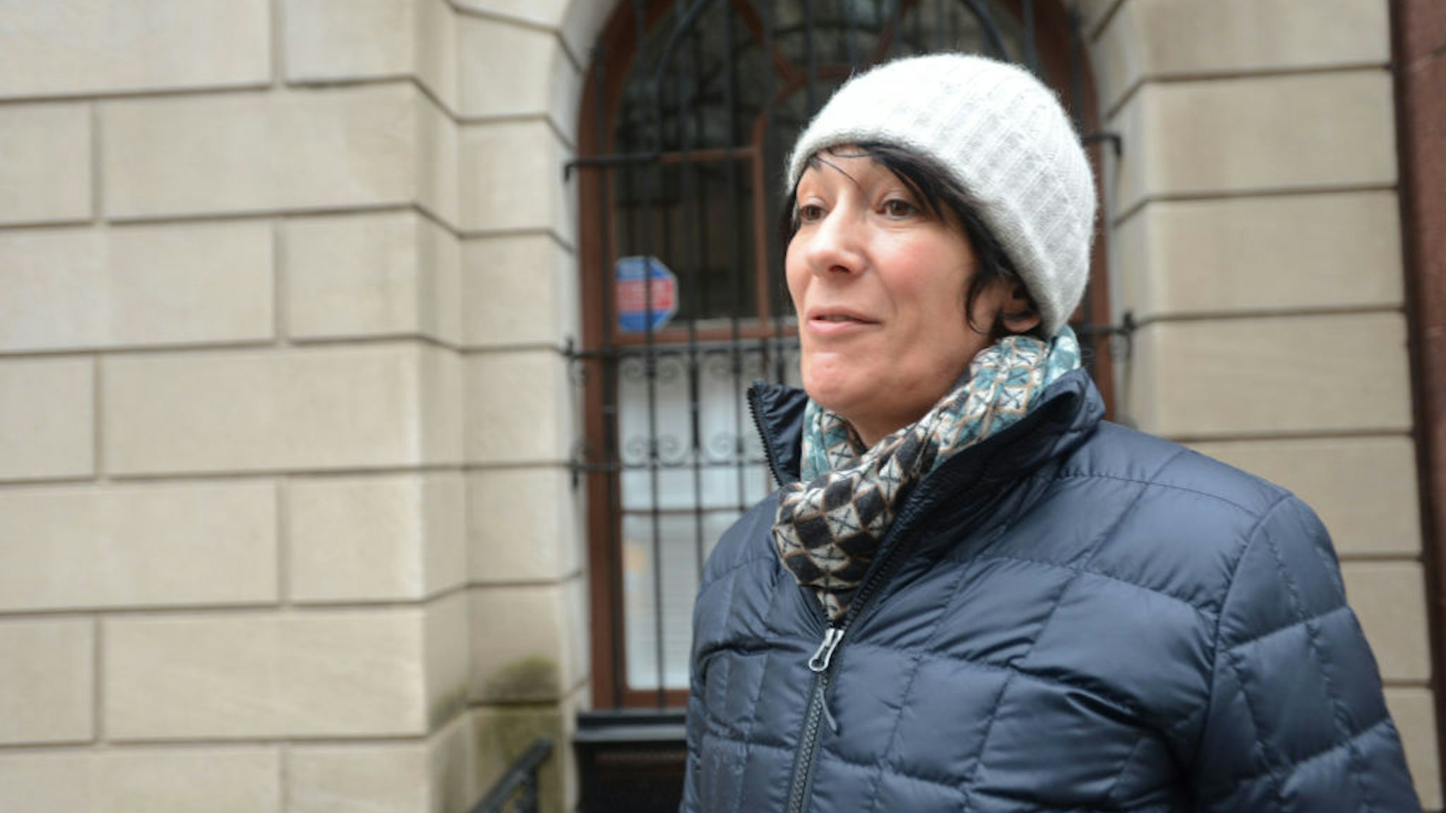 Ghislaine Maxwell, after walking out the side door of her East 65th Street townhouse in Manhattan on Sunday, January 4, 2015.