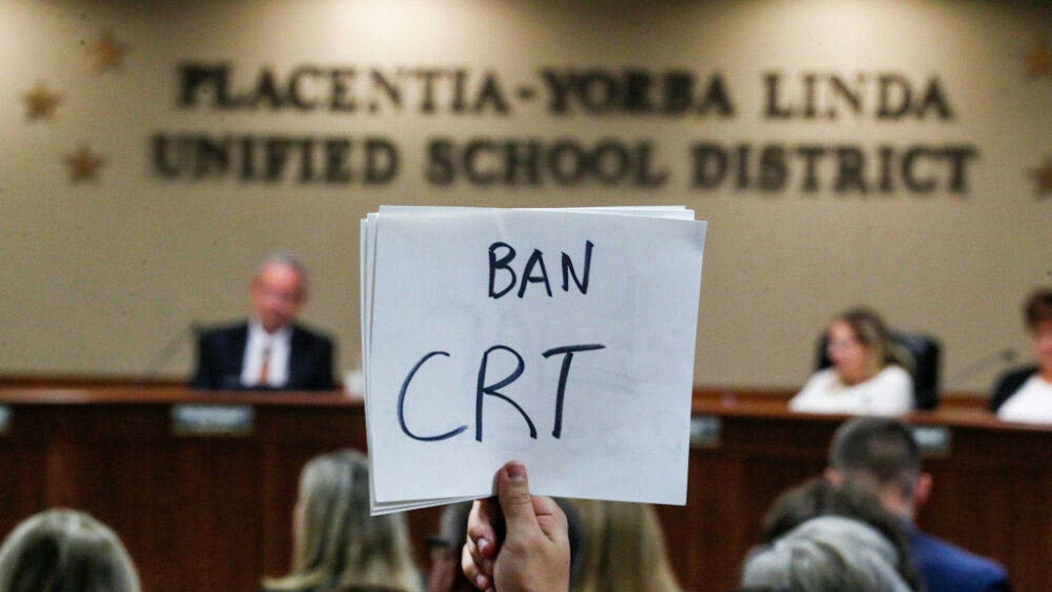 Yorba Linda, CA, Tuesday, November 16, 2021 - The Placentia Yorba Linda School Board discusses a proposed resolution to ban teaching critical race theory in schools.