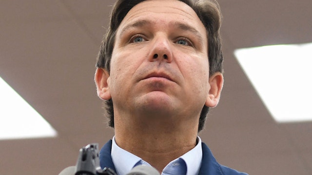 Florida Gov. Ron DeSantis speaks at a press conference at Buc-ee's travel center, where he announced his proposal of more than $1 billion in gas tax relief for Floridians in response to rising gas prices caused by inflation. DeSantis is proposing to the Florida legislature a five-month gas tax holiday.
