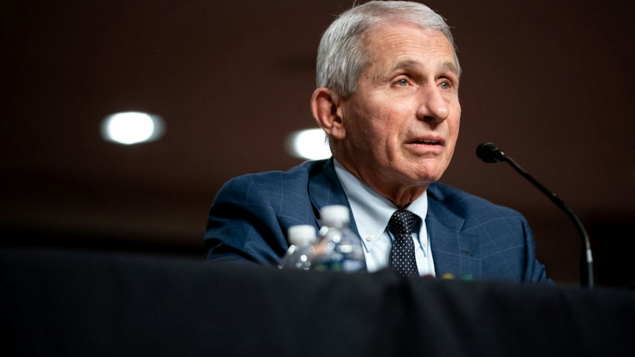 Dr. Anthony Fauci, White House Chief Medical Advisor and Director of the NIAID, testifies at a Senate Health, Education, Labor, and Pensions Committee hearing on Capitol Hill on January 11, 2022 in Washington, D.C.