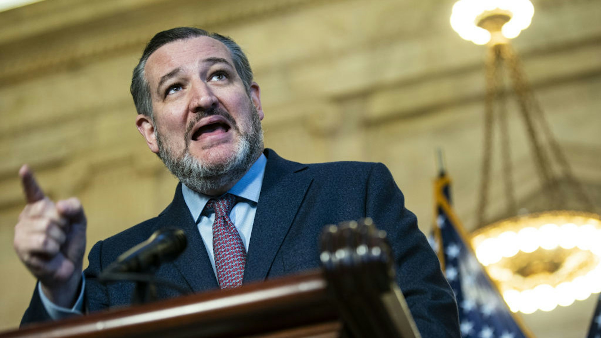 Senator Ted Cruz, a Republican from Texas, speaks during a Republican news conference on Capitol Hill in Washington, D.C., U.S., on Tuesday, Jan. 11, 2022.