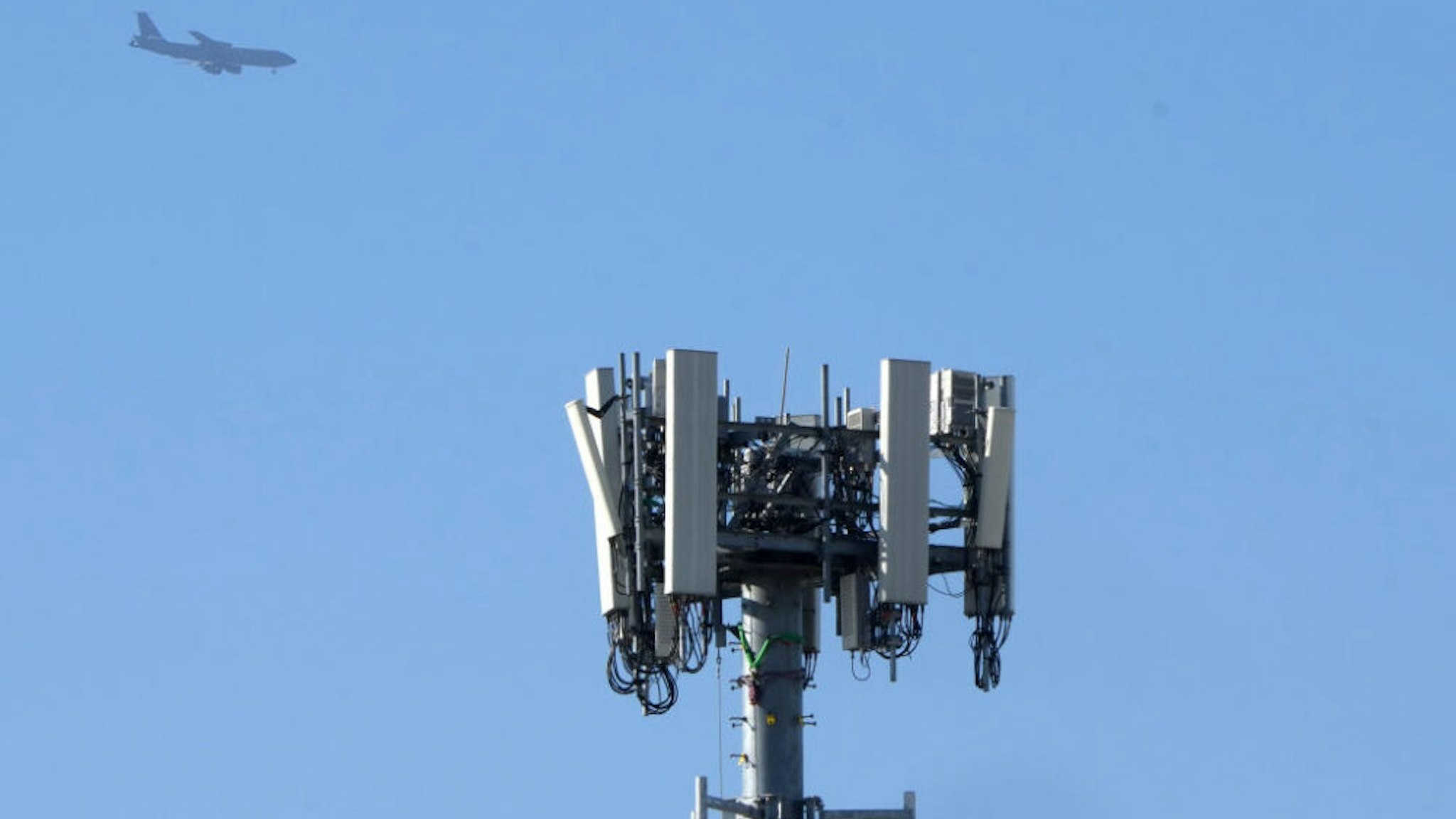 A 5G cell tower in Salt Lake City, Utah, U.S., on Tuesday, Jan. 11, 2022. A long-simmering dispute over promising new wireless technology burst into public view in the past week and threatened to further disrupt U.S. air travel already hobbled by the new omicron Covid variant.