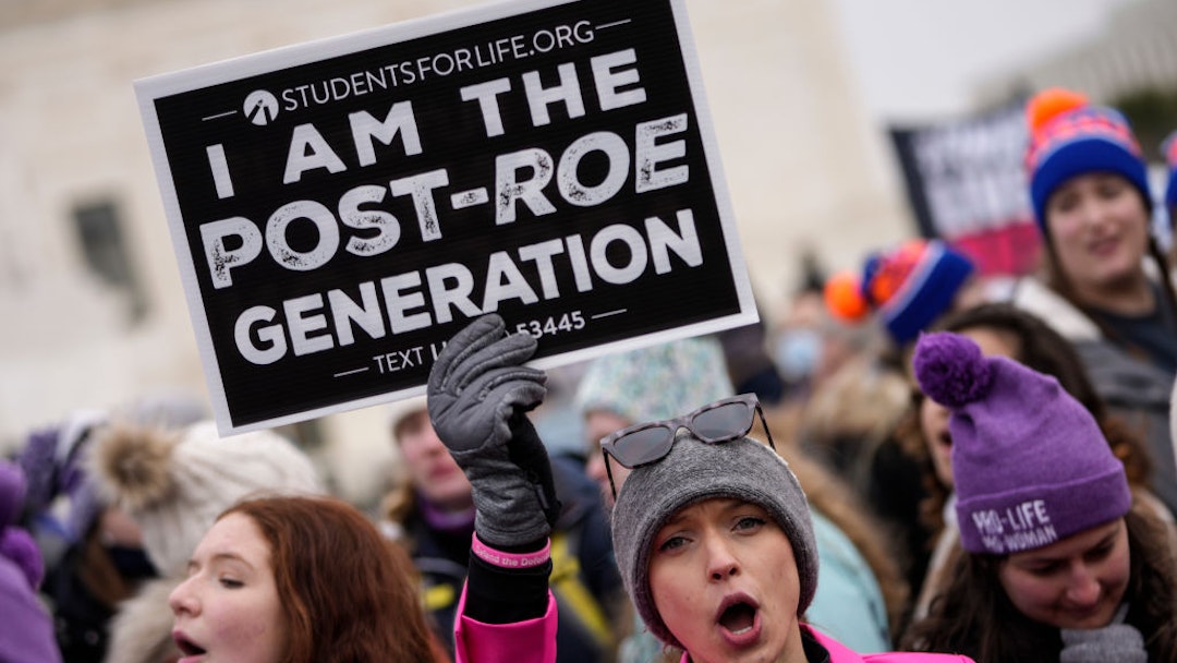Anti-abortion activists rally outside the U.S. Supreme Court during the 49th annual March for Life rally on January 21, 2022 in Washington, DC.
