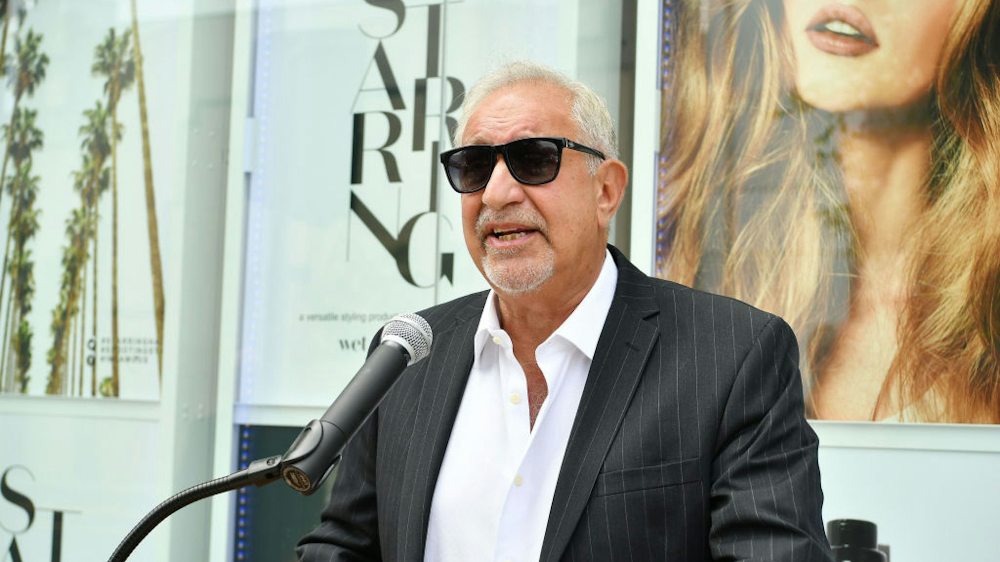 Mark Geragos, Civil Rights Attorney and Trial Lawyer speaks at the opening of STARRING by Ted Gibson Salon on August 17, 2020 in Los Angeles, California.