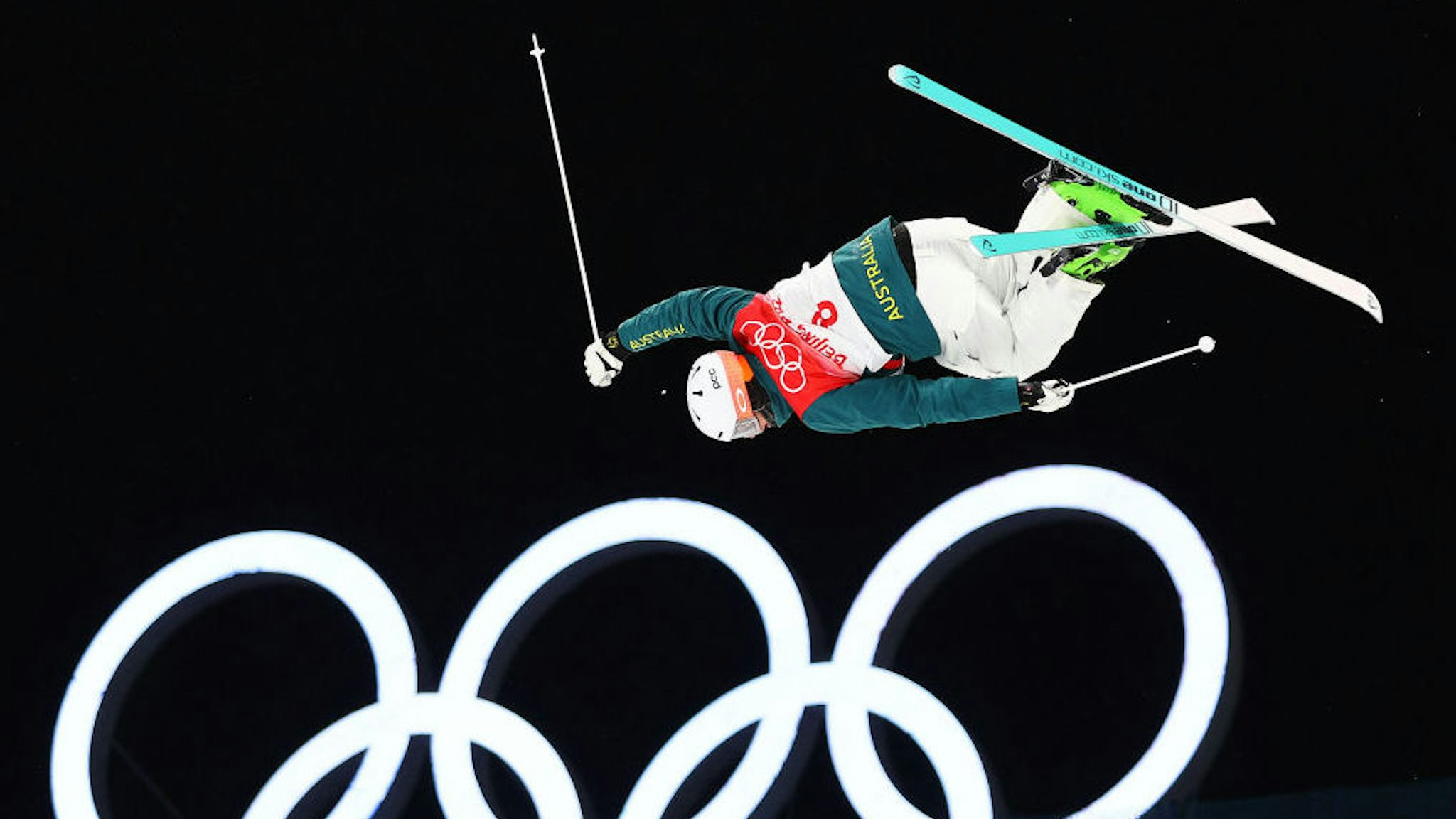 ZHANGJIAKOU, CHINA - JANUARY 31: Brodie Summers of Team Australia skis during the Men's/Women's Freestyle Skiing Moguls Training session at the Genting Snow Park on January 31, 2022 in Zhangjiakou, China. (Photo by Clive Rose/Getty Images)