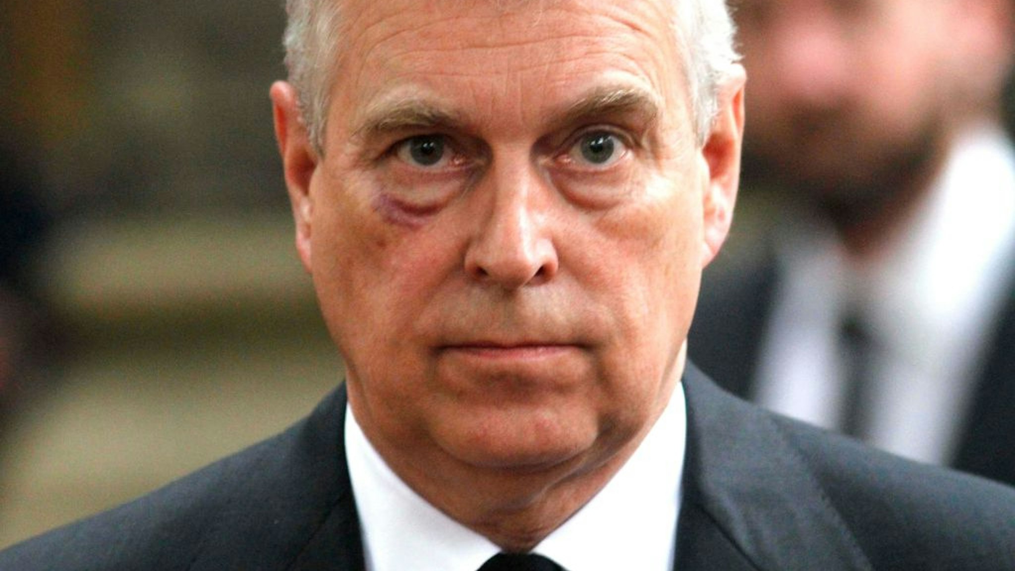 LONDON, UNITED KINGDOM - JUNE 27: Prince Andrew, Duke of York leaves the funeral service of Patricia Knatchbull, Countess Mountbatten of Burma at St Paul's Church in Knightsbridge on June 27, 2017 in London, England. (Photo Mark Richards - WPA Pool / Getty Images)