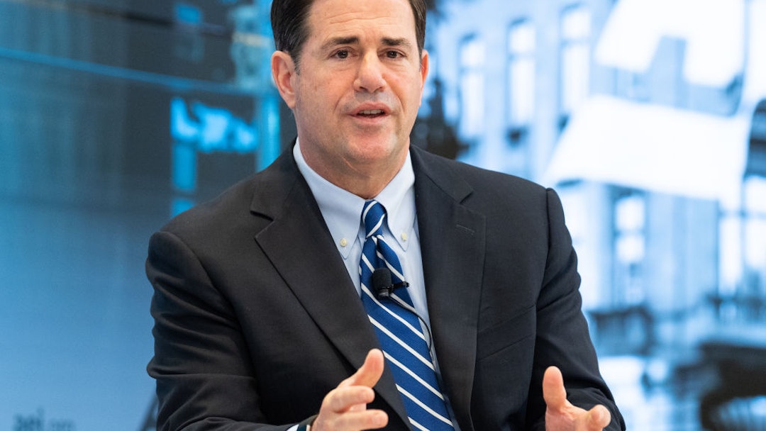 WASHINGTON, DC, UNITED STATES - 2018/06/07: Governor Doug Ducey (R-AZ) discussing the opioid crisis and foster care families and policies to protect children and treat parents at the American Enterprise Institute in Washington. (Photo by Michael Brochstein/SOPA Images/LightRocket via Getty Images)
