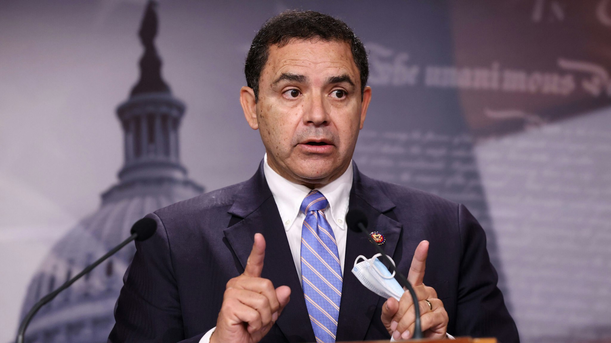 WASHINGTON, DC - JULY 30: U.S. Rep. Henry Cuellar (D-TX) speaks on southern border security and illegal immigration, during a news conference at the U.S. Capitol on July 30, 2021 in Washington, DC. Cuellar urged the Biden administration to name former Homeland Security Secretary Jeh Johnson as a border czar.