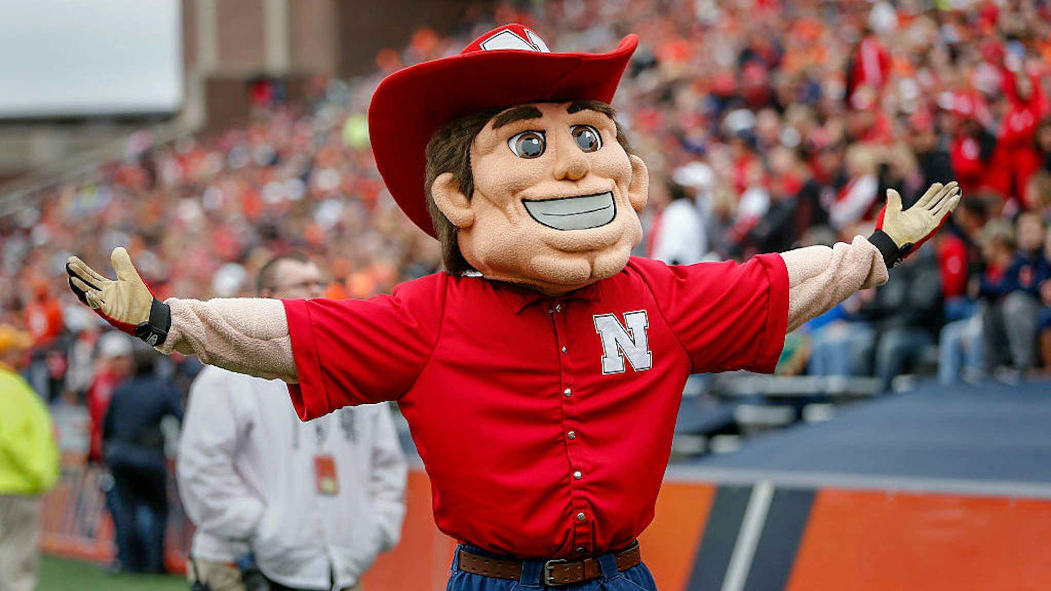 CHAMPAIGN, IL - OCTOBER 3: Nebraska Cornhuskers mascot Herbie Husker is seen during the game against the Illinois Fighting Illini at Memorial Stadium on October 3, 2015 in Champaign, Illinois. Illinois defeated Nebraska 14-13. (Photo by Michael Hickey/Getty Images)