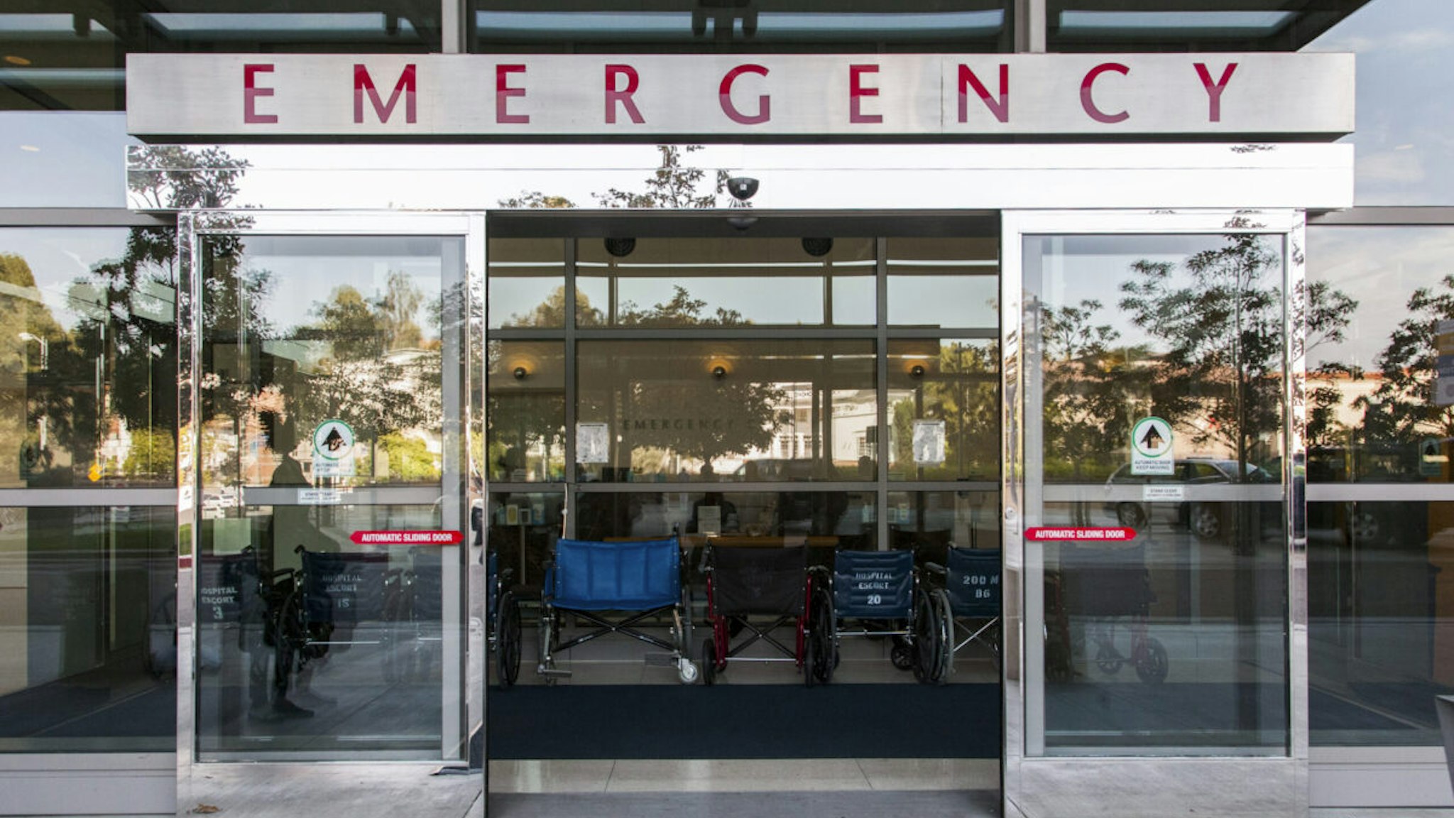Sliding doors of emergency room in hospital - stock photo