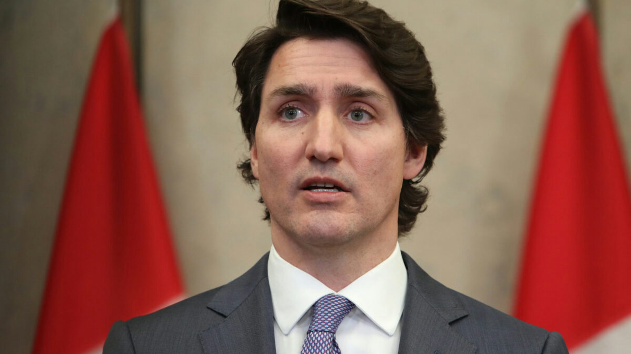 Justin Trudeau, Canada's prime minister, speaks during a news conference in Ottawa, Ontario, Canada, on Wednesday, Jan. 26, 2022