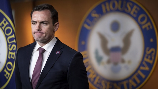Rep. Mike Gallagher, R-Wis., attends a news conference following the House Republicans caucus meeting in Washington on Tuesday, June 29, 2021.