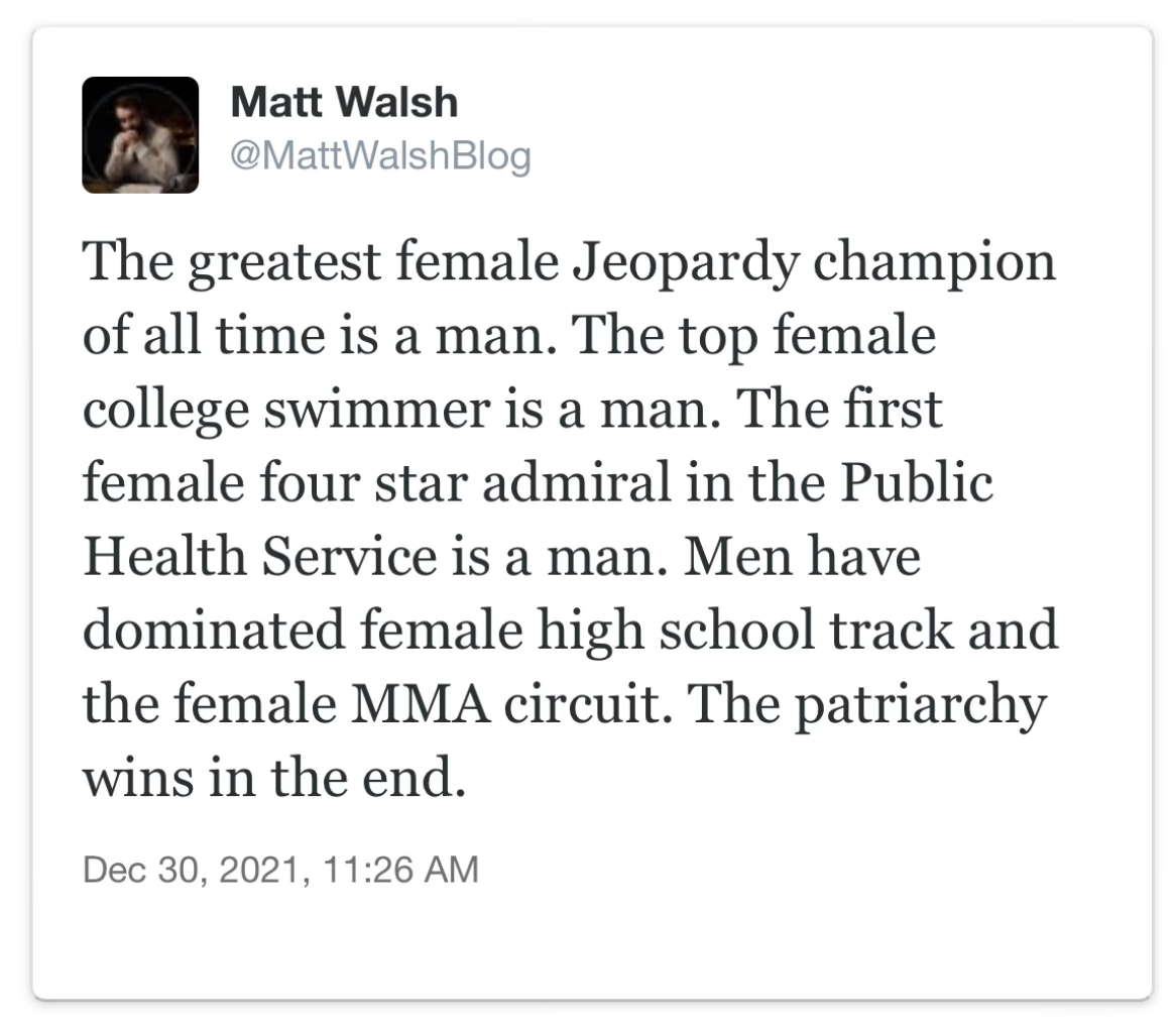 Matt Walsh Tweet