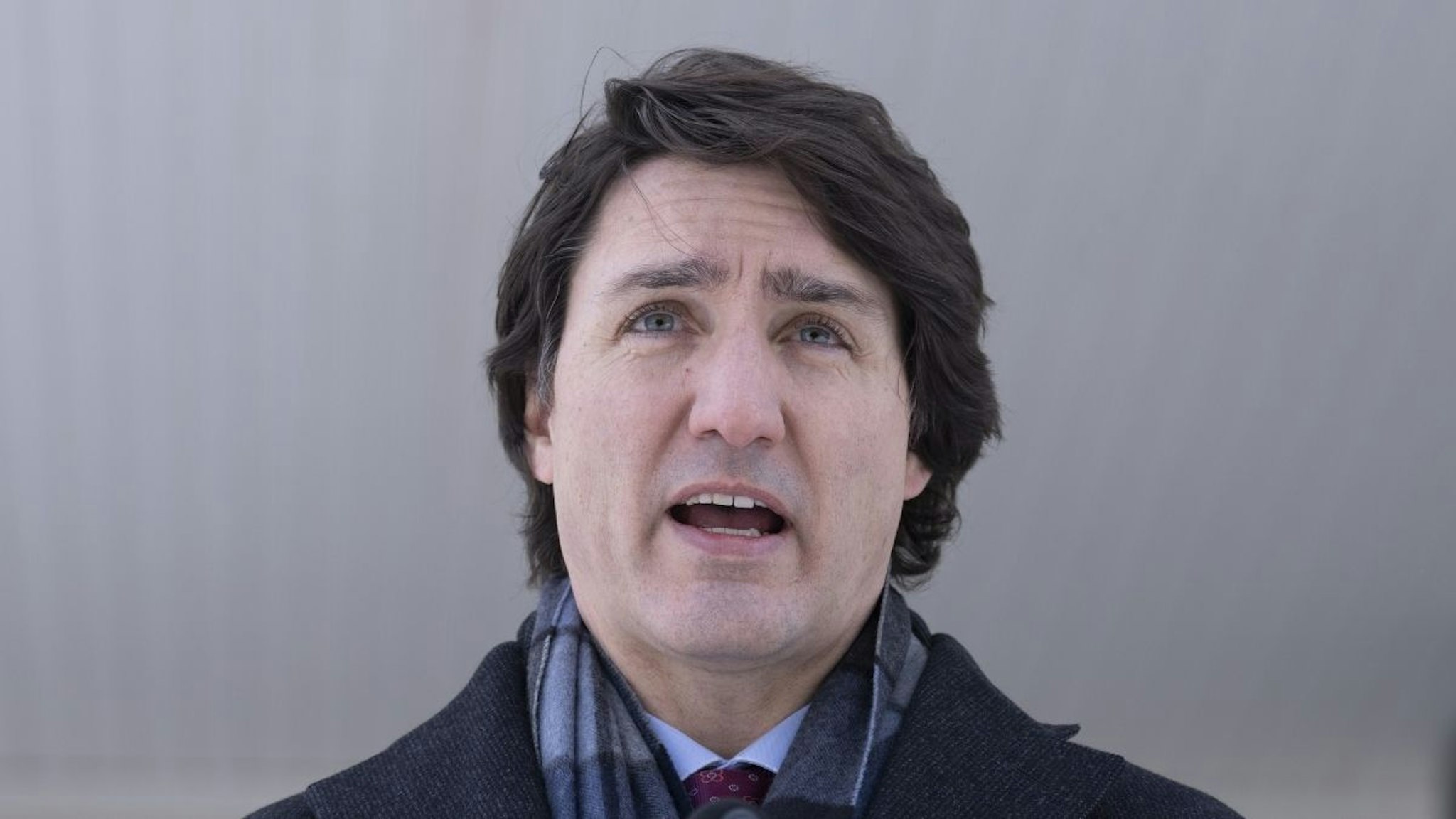 Justin Trudeau, Canadas prime minister, speaks during a news conference from the National Capital Region in Canada on Monday, Jan. 31, 2022.