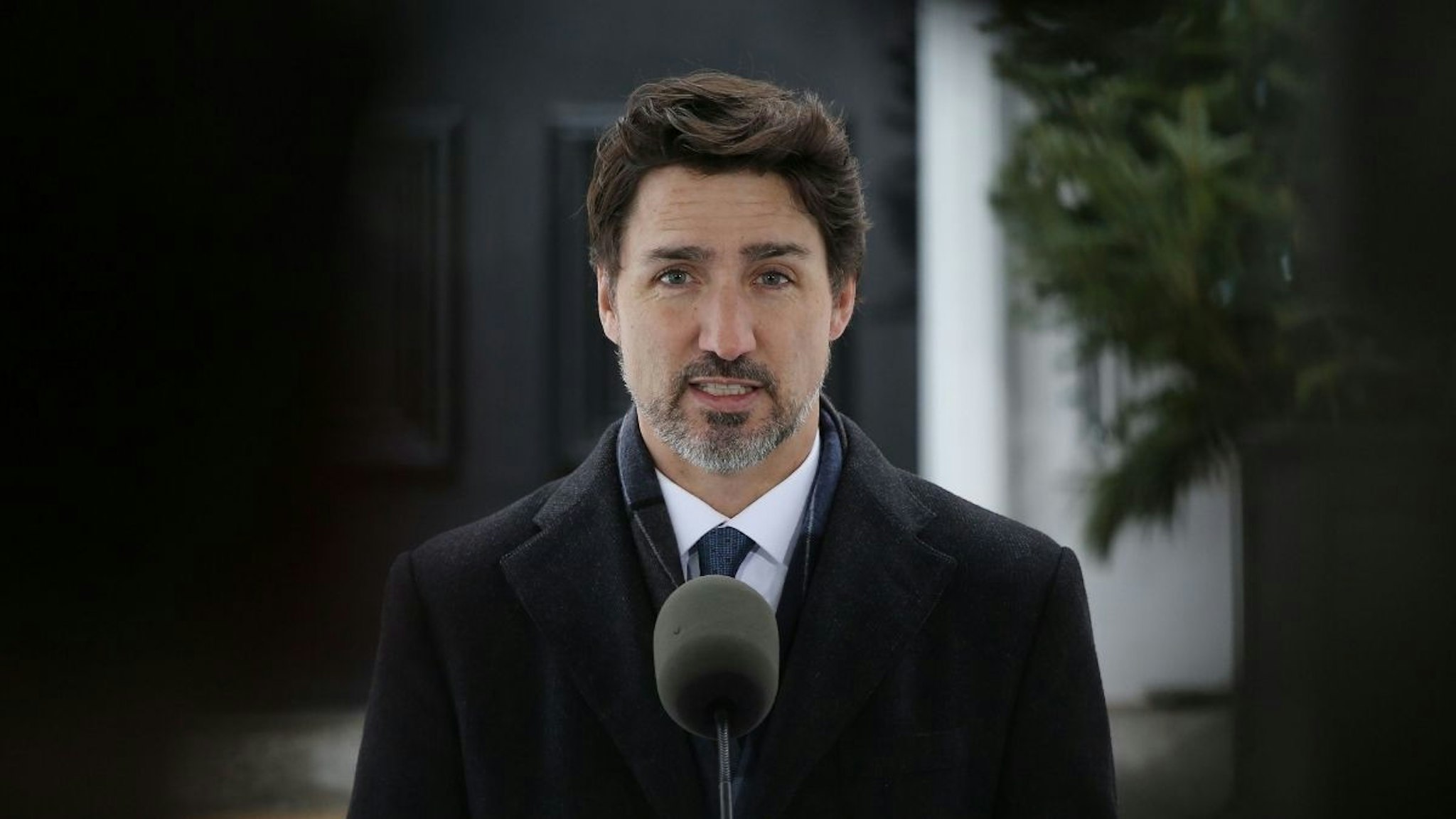 Canadian Prime Minister Justin Trudeau speaks during a news conference on COVID-19 situation in Canada from his residence March 17, 2020 in Ottawa, Canada.