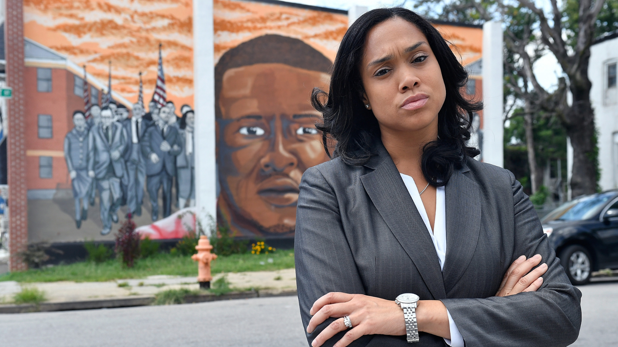 BALTIMORE, MD - AUGUST 24: State's Attorney for Baltimore, Maryland, Marilyn J. Mosby is interviewed by Shoshana Guy, Senior Producer NBC News (not pictured) while walking through the Sandtown-Winchester neighborhood, where Freddie Gray was arrested, on August 24, 2016 in Baltimore, Maryland.