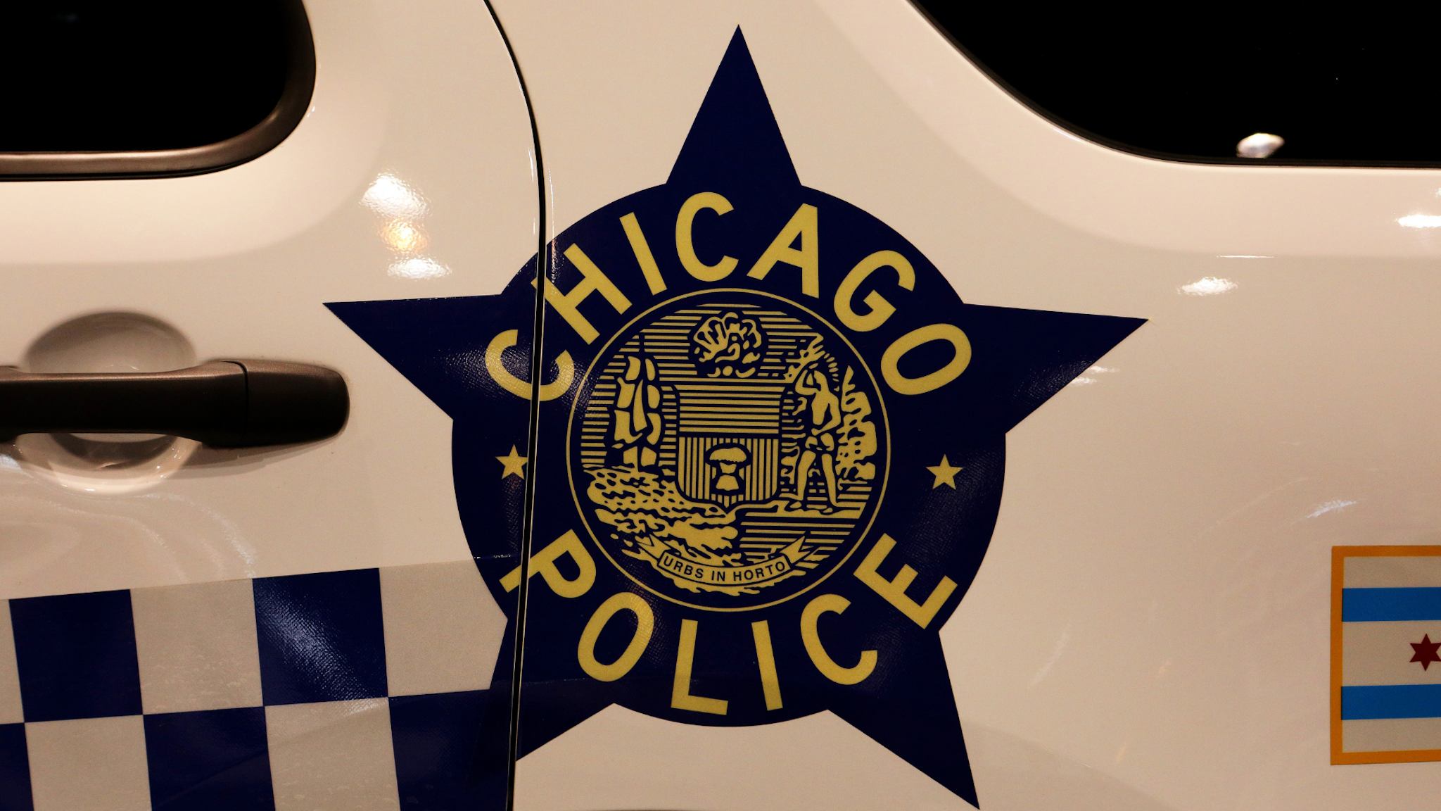 A Chicago Police decal on a Chicago Police vehicle is on display at the 112th Annual Chicago Auto Show at McCormick Place in Chicago, Illinois on February 6, 2020.
