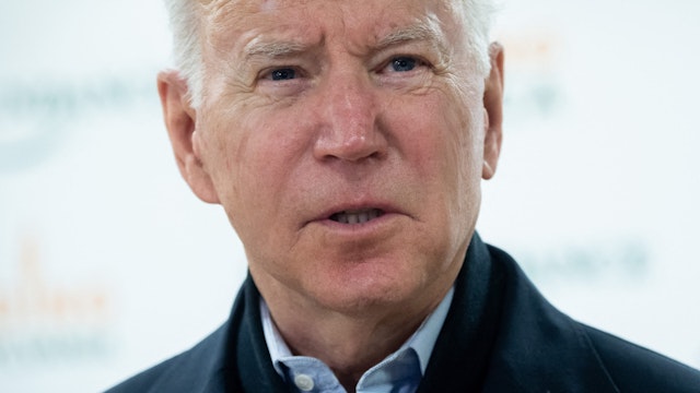 US President Joe Biden speaks about the hostage incident at a synagogue in Texas as he arrives to pack food boxes while volunteering in honor of Martin Luther King, Jr., Day of Service, at Philabundance, a hunger relief organization, in Philadelphia, Pennsylvania, January 16, 2022.