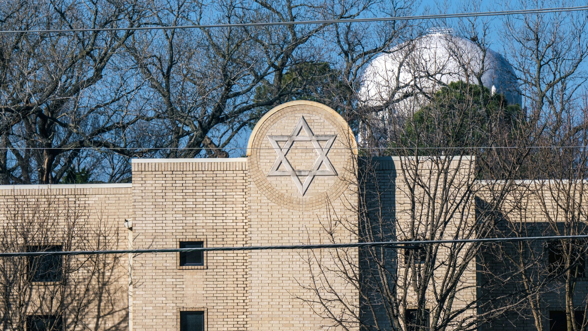 COLLEYVILLE, TEXAS - JANUARY 16: The Congregation Beth Israel synagogue is seen on January 16, 2022 in Colleyville, Texas. All four people who were held hostage at the Congregation Beth Israel synagogue have been safely released after more than 10 hours of being held captive by a gunman. Yesterday, police responded to a hostage situation after reports of a man with a gun was holding people captive.