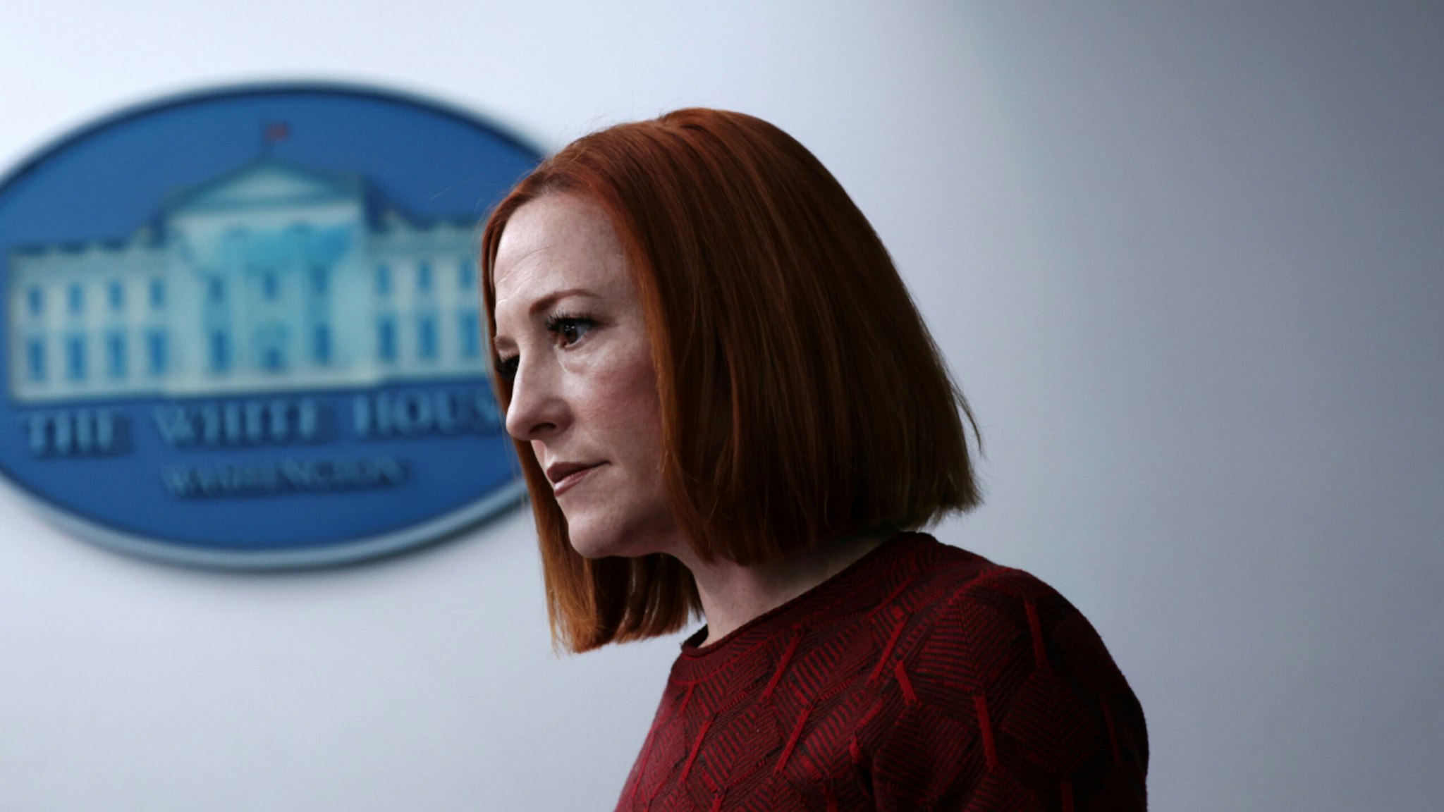 White House Press Secretary Jen Psaki speaks during a daily press briefing at the James S. Brady Press Briefing Room of the White House February 15, 2022 in Washington, DC.