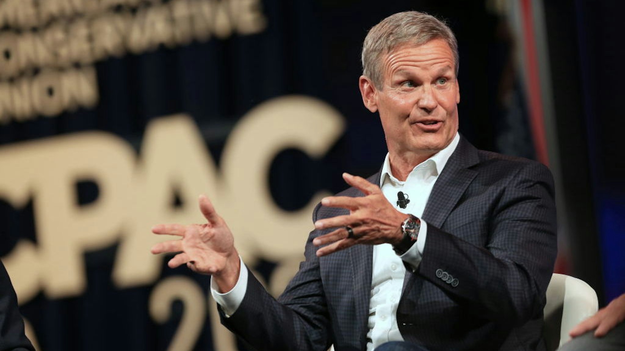 Bill Lee, governor of Tennessee, speaks during the Conservative Political Action Conference (CPAC) in Dallas, Texas, U.S., on Saturday, July 10, 2021. The three-day conference is titled "America UnCanceled." Photographer: Dylan Hollingsworth/Bloomberg