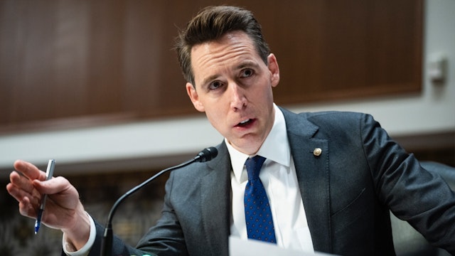 Sen. Josh Hawley, R-Mo., attends a Senate Armed Services Committee hearing on pending nominations in Dirksen Building on Thursday, February 17, 2022.