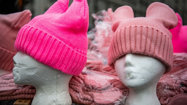 Pink hats are seen on sale at Freedom Plaza during the fourth annual Womens March on Saturday, January 18, 2020 in Washington, D.C.