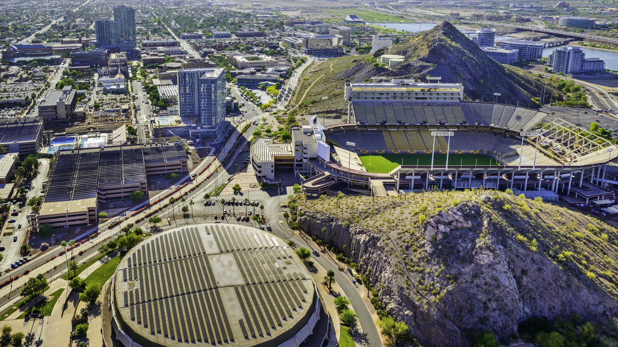 ASU campus Tempe AZ Sun Devil Football Stadium aerial view - stock photo