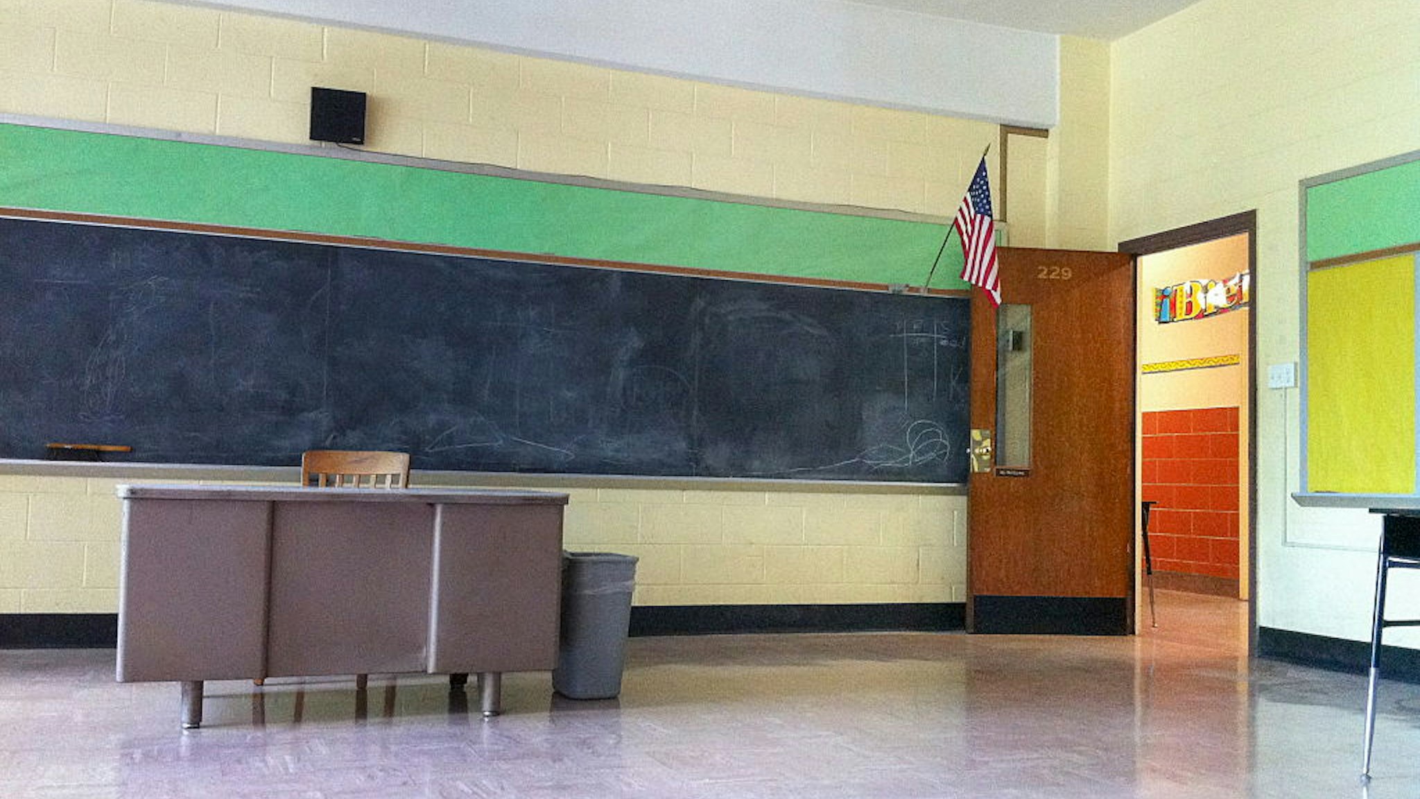 Empty Classroom In Elementary School.