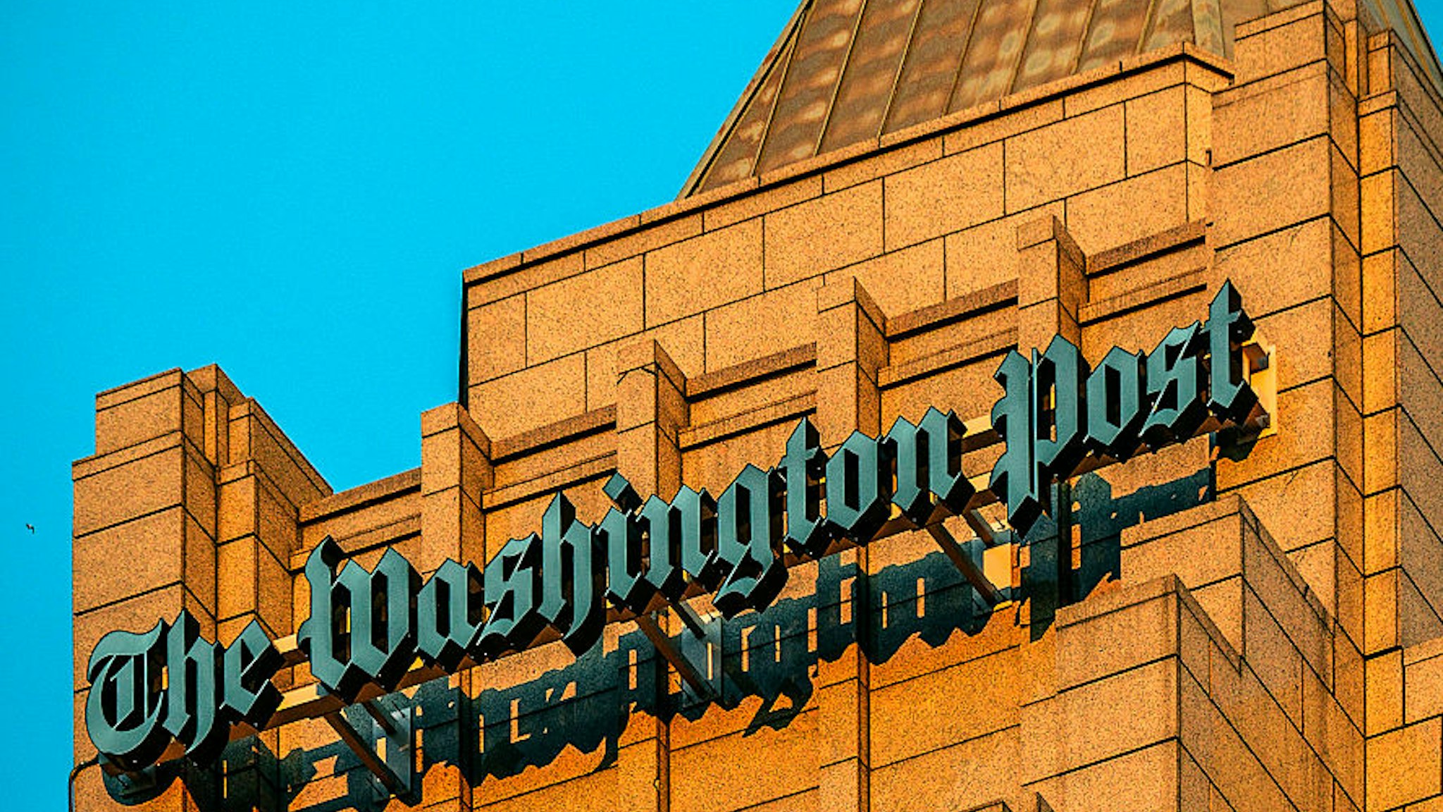 WASHINGTON, DC - DECEMBER 16: A view of the logo on the new home of The Washington Post via Getty Images, on December, 16, 2015 in Washington, DC. (Photo by Bill O'Leary/The Washington Post via Getty Images)