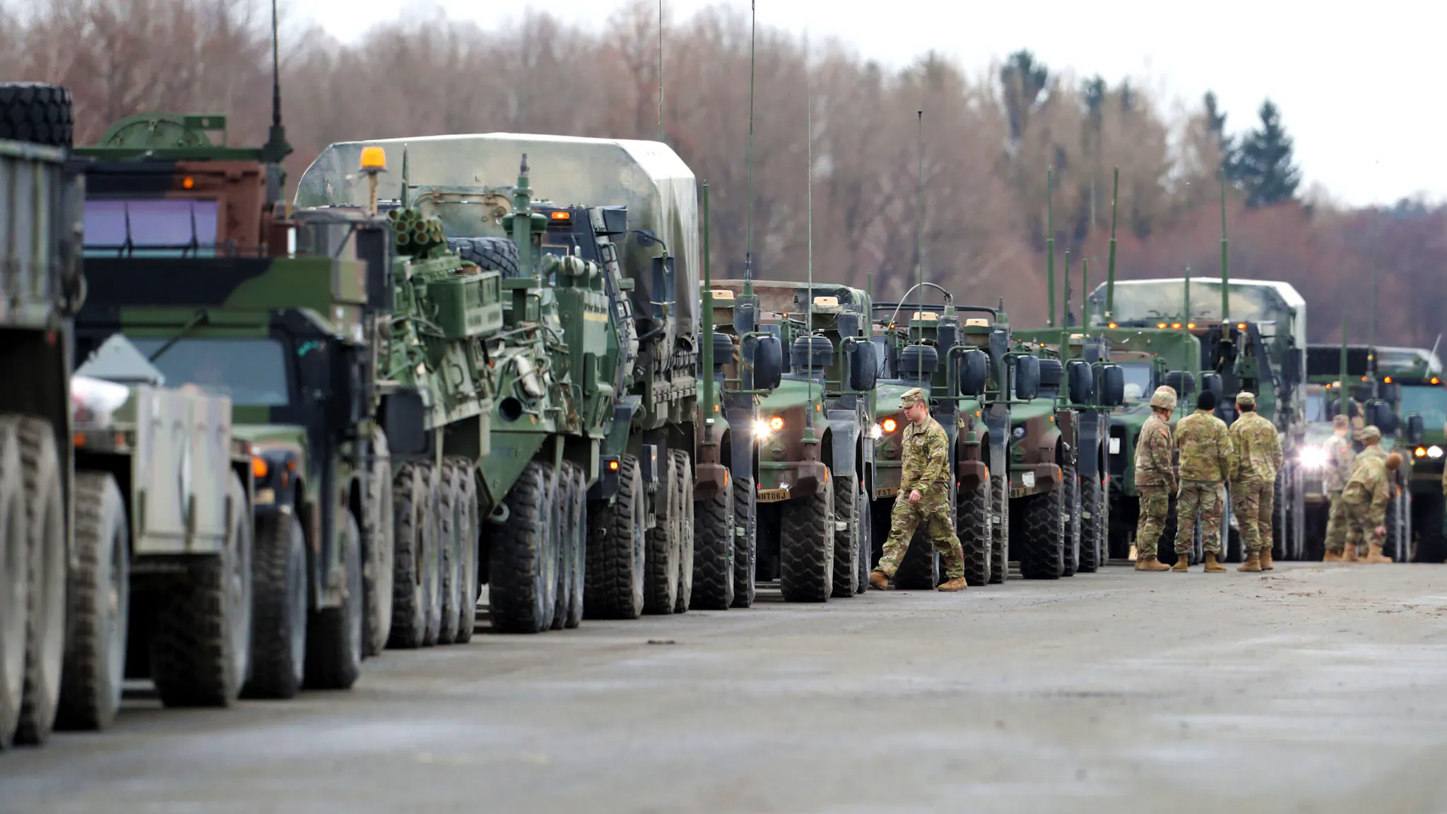 US Troops Prepare To Deploy To Romania As Ukraine Situation Remains Uncertain VILSECK, GERMANY - FEBRUARY 09: Soldiers of 2nd Squadron, 2nd Cavalry Regiment of the U.S. Army are pictured during the preparation of armoured combat vehicles before deploying to Romania on February 09, 2022 in Vilseck, Germany. The troops will join other US troops already there as part of a coordinated deployment of NATO forces across eastern Europe. The effort is part of NATO's response to the large-scale build up of Russian troops on the border to Ukraine, which has caused international fears of an imminent Russian military invasion.