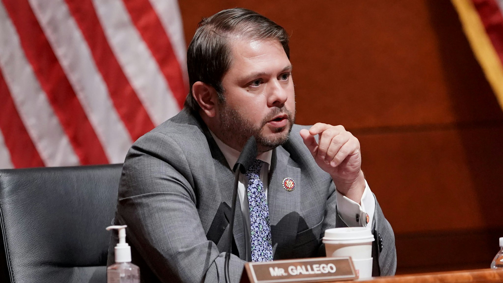 Representative Ruben Gallego, a Democrat from Arizona, speaks during a House Armed Services Committee hearing in Washington, D.C., U.S, on Thursday, July 9, 2020. The hearing is titled "Department of Defense Authorities and Roles Related to Civilian Law Enforcement."