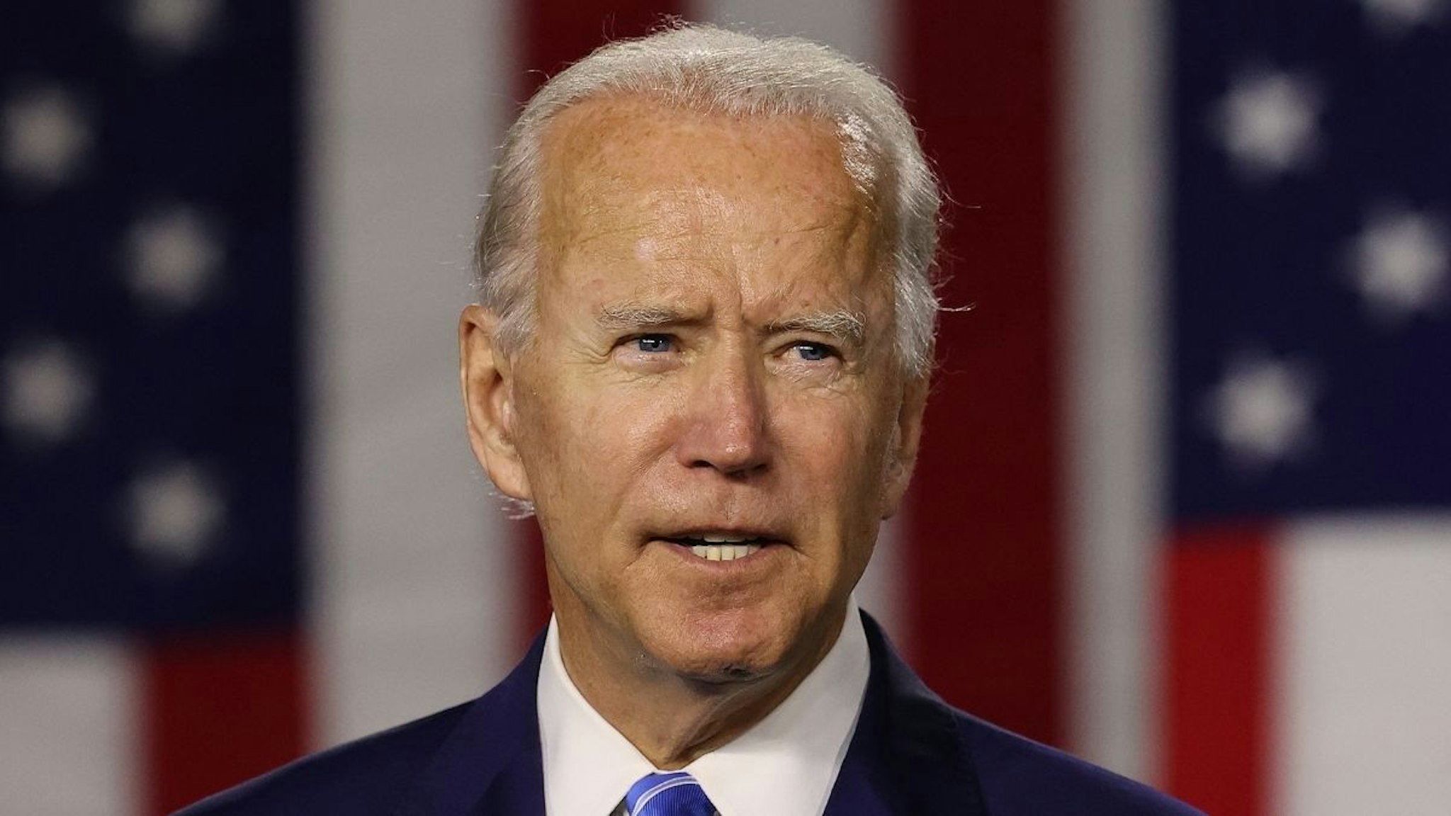 Democratic presidential candidate former Vice President Joe Biden speaks at the Chase Center July 14, 2020 in Wilmington, Delaware.