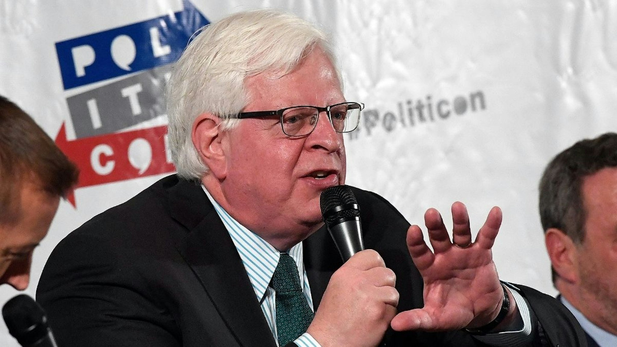 Dennis Prager speaks at the 'Now What, Republicans?' panel during Politicon at Pasadena Convention Center on July 30, 2017 in Pasadena, California.
