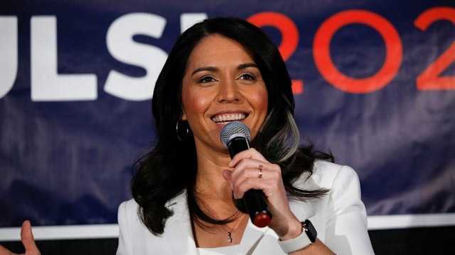 Democratic presidential candidate U.S. Representative Tulsi Gabbard (D-HI) holds a Town Hall meeting on Super Tuesday Primary night on March 3, 2020 in Detroit, Michigan.