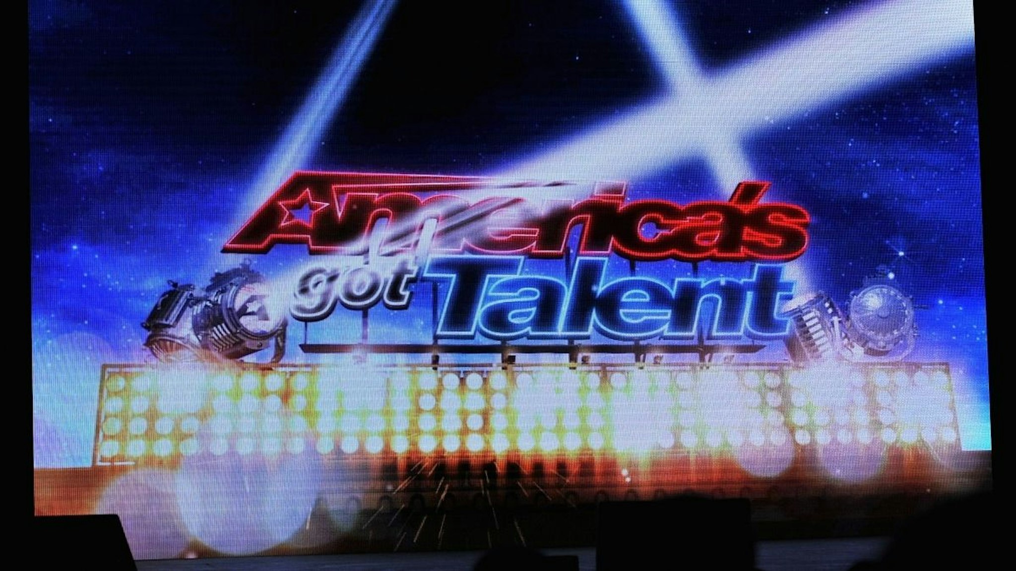 America's Got Talent Live! : The All Stars Tour logo captured on the big screen onstage during opening night on October 6, 2015 in Salina, Kansas.