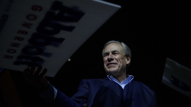 Governor Abbott Hosts Primary Election Night Event Greg Abbott, governor of Texas, signs campaign posters during a primary election night event in Corpus Christi, Texas, U.S., on Tuesday, March 1, 2022. Texas will be one of the most closely watched of 36 governors races happening this year as Democrats including former congressman Beto ORourke, Abbotts likely general-election opponent, try to paint hard-line Republicans as out of touch. Photographer: Callaghan O'Hare/Bloomberg via Getty Images Bloomberg / Contributor
