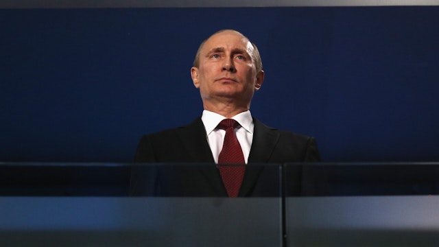 Russia President Vladimir Putin looks on during the Sochi 2014 Paralympic Winter Games Closing Ceremony at Fisht Olympic Stadium on March 16, 2014 in Sochi, Russia.