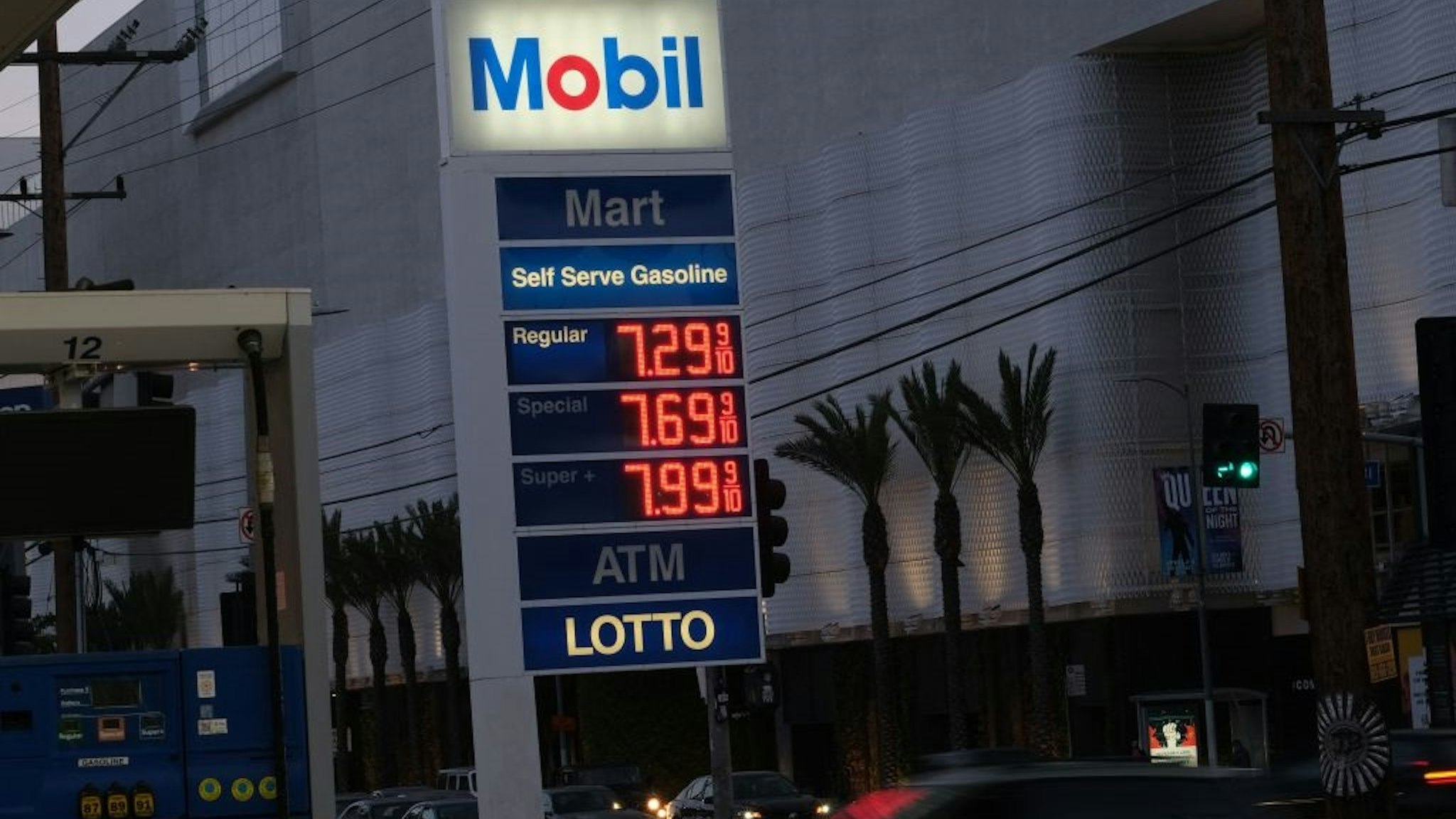 A gas station in Los Angeles shows the price of a gallon of gasoline on March 18, 2022.